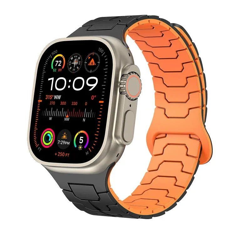 Steel Dragon Scale Magnetic Silicone Watch Band, For Apple Watch 46mm / 49mm / 45mm / 44mm