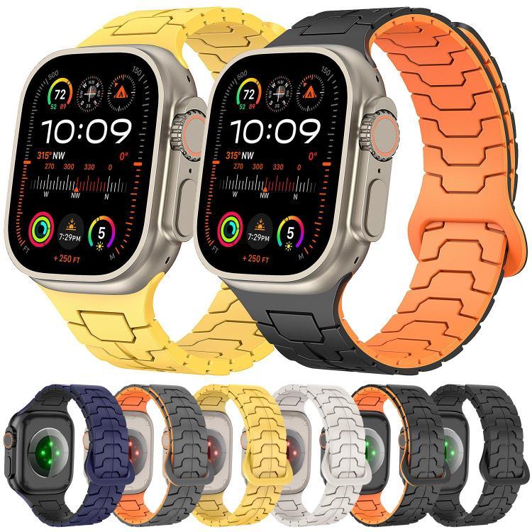 Steel Dragon Scale Magnetic Silicone Watch Band, For Apple Watch 46mm / 49mm / 45mm / 44mm