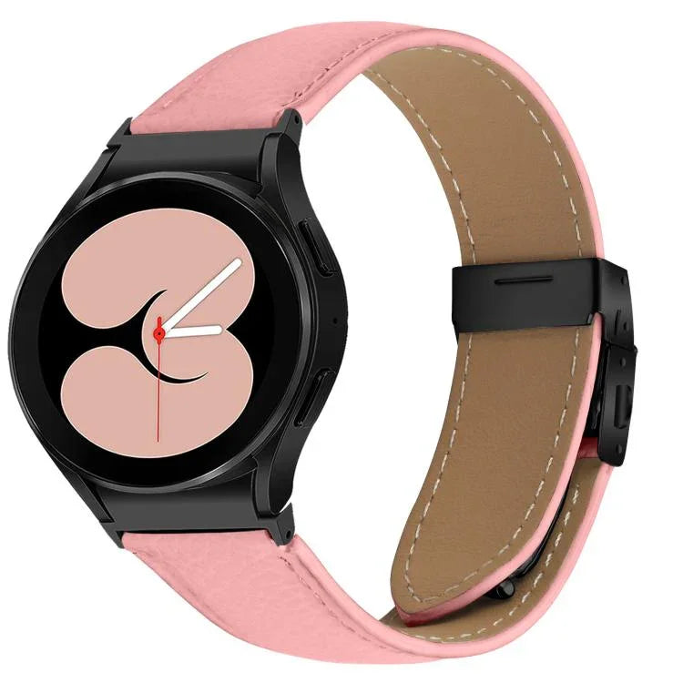 Quick Release Lychee Texture Black Turtle Back Buckle Leather Watch Band, For Samsung Galaxy Watch 7 40 / 44mm