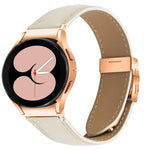 Quick Release Lychee Texture Rose Gold Turtle Back Buckle Leather Watch Band, For Samsung Galaxy Watch 7 40 / 44mm