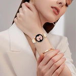 Quick Release Lychee Texture Rose Gold Turtle Back Buckle Leather Watch Band, For Samsung Galaxy Watch 7 40 / 44mm