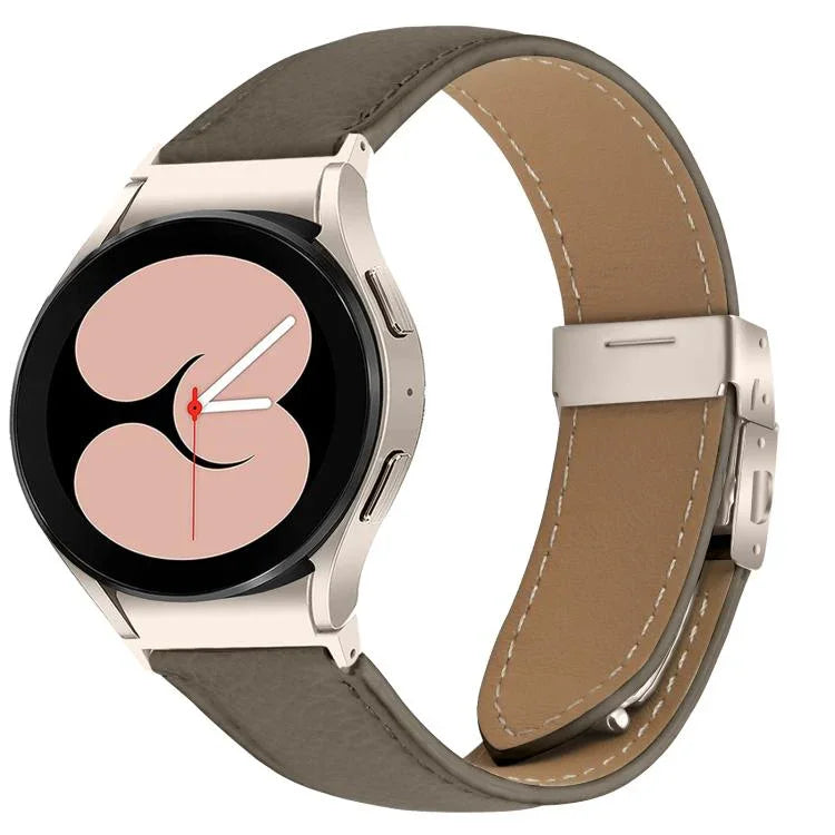 Quick Release Lychee Texture Starlight Turtle Back Buckle Leather Watch Band, For Samsung Galaxy Watch 7 40 / 44mm