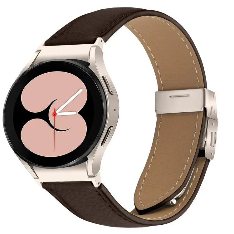 Quick Release Lychee Texture Starlight Turtle Back Buckle Leather Watch Band, For Samsung Galaxy Watch 7 40 / 44mm