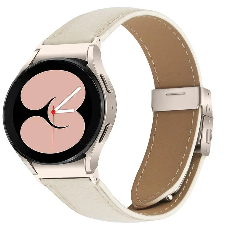 Quick Release Lychee Texture Starlight Turtle Back Buckle Leather Watch Band, For Samsung Galaxy Watch 7 40 / 44mm
