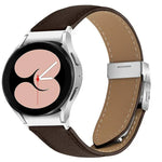 Quick Release Lychee Texture Silver Turtle Back Buckle Leather Watch Band, For Samsung Galaxy Watch 7 40 / 44mm