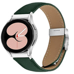 Quick Release Lychee Texture Silver Turtle Back Buckle Leather Watch Band, For Samsung Galaxy Watch 7 40 / 44mm