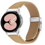 Quick Release Lychee Texture Silver Turtle Back Buckle Leather Watch Band, For Samsung Galaxy Watch 7 40 / 44mm