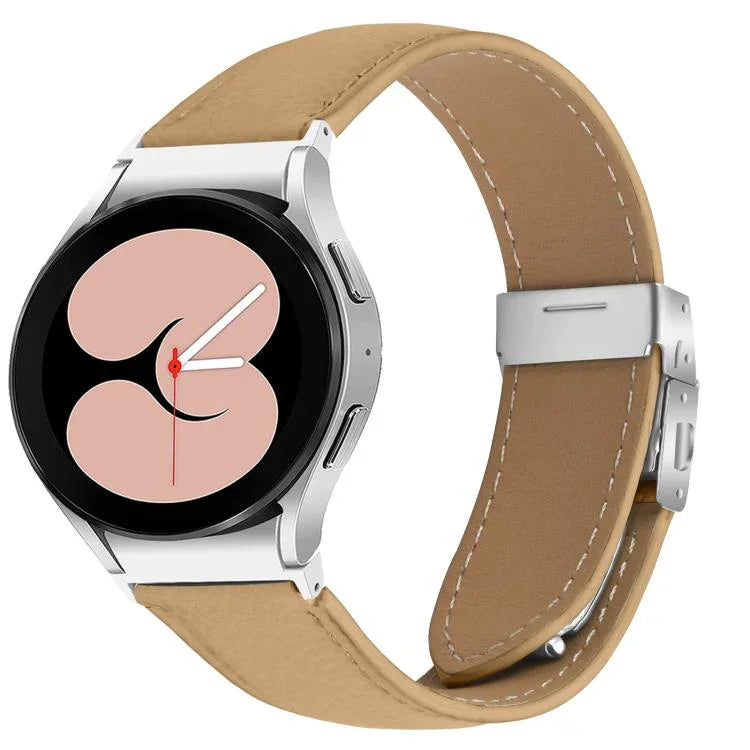Quick Release Lychee Texture Silver Turtle Back Buckle Leather Watch Band, For Samsung Galaxy Watch 7 40 / 44mm