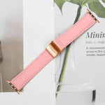 Lychee Texture Rose Gold Turtle Back Buckle Leather Watch Band, For Apple Watch 46mm / 49mm / 45mm / 44mm, For Apple Watch 42mm / 41mm / 40mm / 38mm
