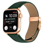 Lychee Texture Rose Gold Turtle Back Buckle Leather Watch Band, For Apple Watch 46mm / 49mm / 45mm / 44mm, For Apple Watch 42mm / 41mm / 40mm / 38mm