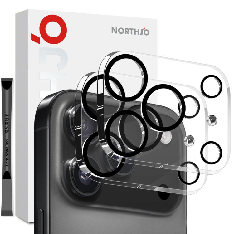 2pcs NORTHJO Camera Lens Protector 3D Night Shot Tempered Glass Film, For iPhone 17 Pro Max, For iPhone 17 Pro, For iPhone 17, For iPhone Air