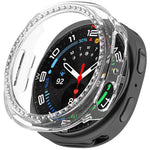 Single Row Diamond Half Coverage Hollow PC Watch Case, For Galaxy Watch 9 / 8 44mm, For Galaxy Watch 9 / 8 40mm