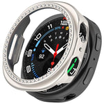 Single Row Diamond Half Coverage Hollow PC Watch Case, For Galaxy Watch 9 / 8 44mm, For Galaxy Watch 9 / 8 40mm