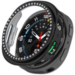 Single Row Diamond Half Coverage Hollow PC Watch Case, For Galaxy Watch 9 / 8 44mm, For Galaxy Watch 9 / 8 40mm