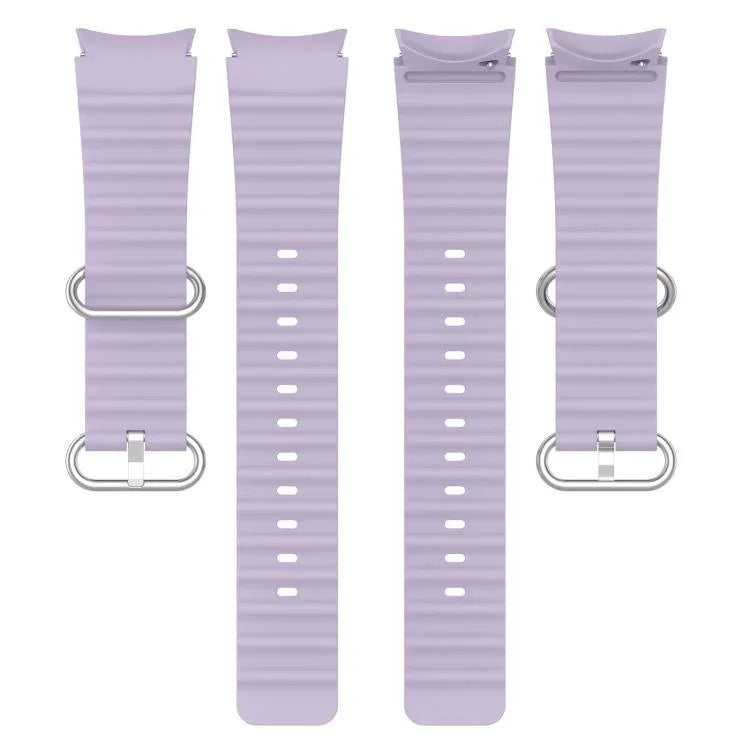 Marine Silver Buckle Silicone Watch Band, For Samsung Galaxy Watch 7 40 / 44mm