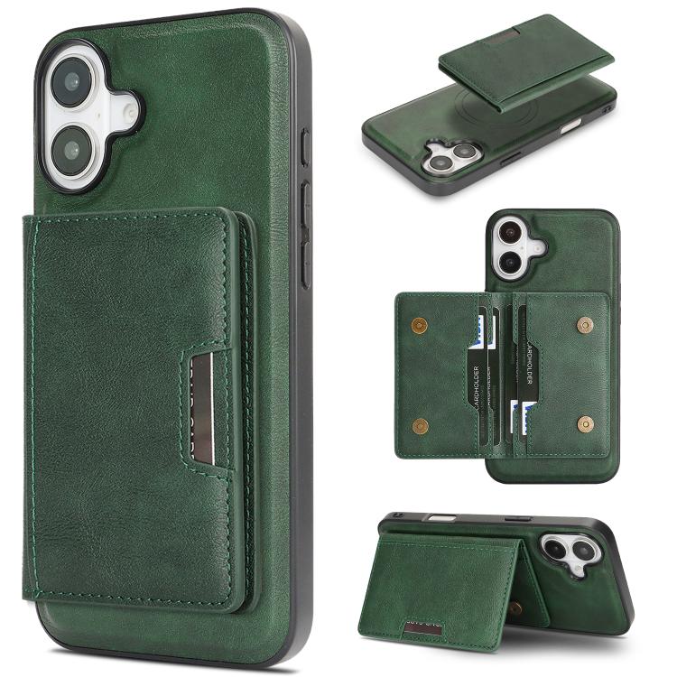 Kalebol Strong MagSafe Magnetic Two-Fold Card Bag Leather Phone Case, For iPhone 17 Pro Max, For iPhone 17 Pro, For iPhone 17, For iPhone Air