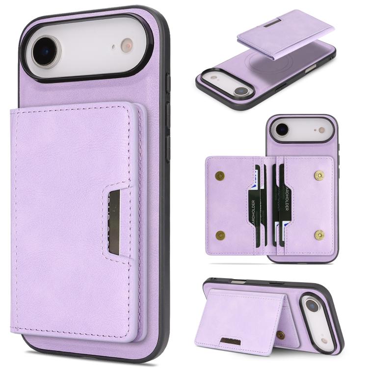 Kalebol Strong MagSafe Magnetic Two-Fold Card Bag Leather Phone Case, For iPhone 17 Pro Max, For iPhone 17 Pro, For iPhone 17, For iPhone Air