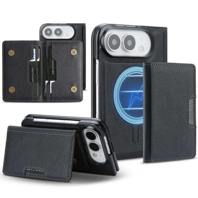 Kalebol Strong MagSafe Magnetic Two-Fold Card Bag Leather Phone Case, For iPhone Duo, For iPhone 18 Pro, For iPhone 18 Pro Max, For iPhone 17 Pro Max, For iPhone 17 Pro, For iPhone 17, For iPhone Air, For iPhone 17e / 16e