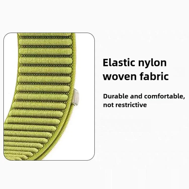 Woven Nylon Hook And Loop Fastener Metal Interface Watch Band, For Apple Watch 46mm / 49mm / 45mm / 44mm, For Apple Watch 42mm / 41mm / 40mm / 38mm