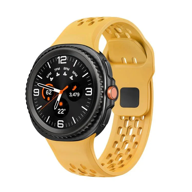 Hole Style Black Reverse Buckle Silicone Watch Band, For Samsung Galaxy Watch8 / Watch8 Classic