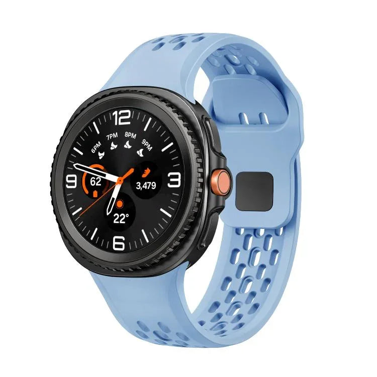 Hole Style Black Reverse Buckle Silicone Watch Band, For Samsung Galaxy Watch8 / Watch8 Classic