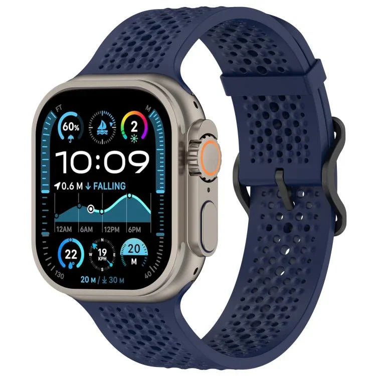 Breathable Holes Silicone Watch Band, For Apple Watch 46mm / 49mm / 45mm / 44mm