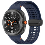 Magnetic Black Buckle Breathable Stitched Silicone Watch Band, For Samsung Galaxy Watch8 / Watch8 Classic