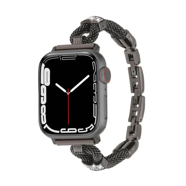 Copper Chain Diamonds Metal Watch Band, For Apple Watch 46mm / 49mm / 45mm / 44mm, For Apple Watch 42mm / 41mm / 40mm / 38mm