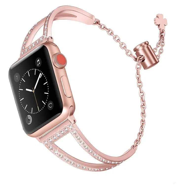 V-Shaped Diamond Zinc Alloy Watch Band, For Apple Watch 46mm / 49mm / 45mm / 44mm, For Apple Watch 42mm / 41mm / 40mm / 38mm