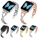 Crossed Diamond Zinc Alloy Watch Band, For Apple Watch 46mm / 49mm / 45mm / 44mm, For Apple Watch 42mm / 41mm / 40mm / 38mm
