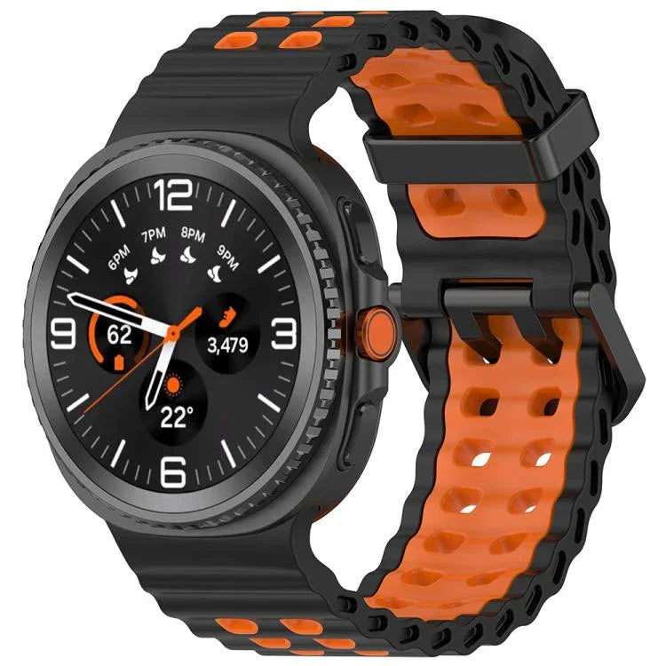 Marine Dual Buckle Two Color Silicone Watch Band, For Samsung Galaxy Watch8 / Watch8 Classic