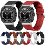 Dual Sides Lychee Genuine Leather Watch Band, For Samsung Galaxy Watch Ultra 47mm / Ultra 2025