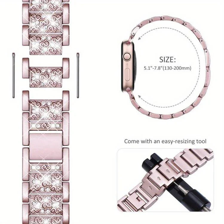 Triple Beads Diamond Metal Watch Band, For Samsung Galaxy Watch8 / Watch8 Classic