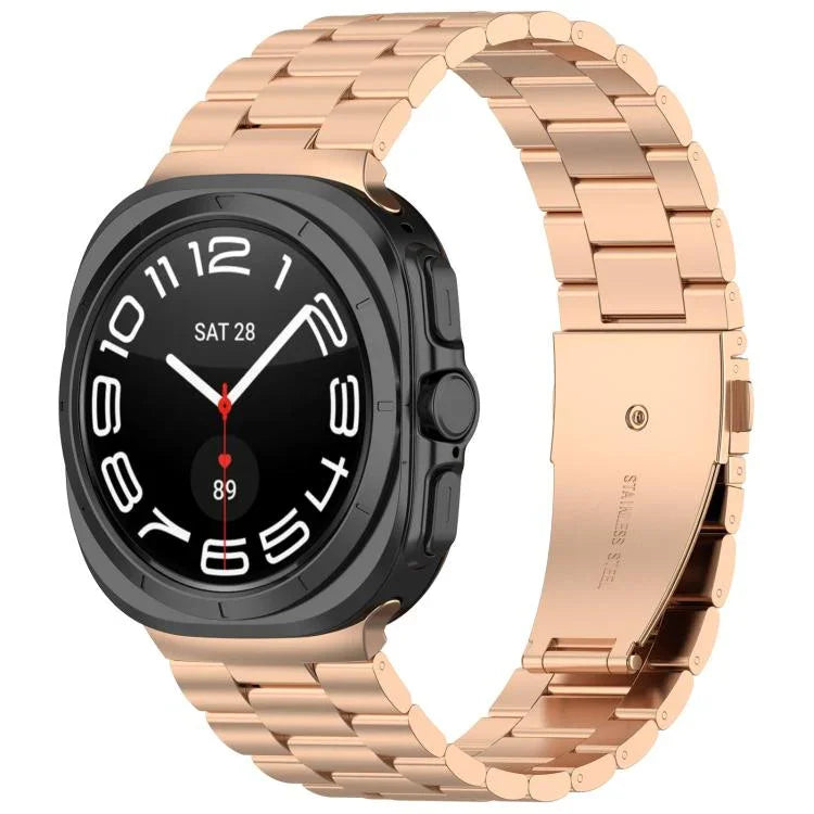 Three Beads Stainless Steel Watch Band with Removal Tool, For Samsung Galaxy Watch Ultra 47mm / Ultra 2025, For Samsung Galaxy Watch8 / Watch8 Classic