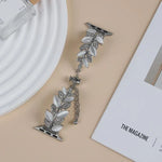 Leaf Shaped Diamond Studded Bracelet Alloy Watch Band, For Apple Watch 46mm / 49mm / 45mm / 44mm, For Apple Watch 42mm / 41mm / 40mm / 38mm