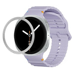 Rhombic Texture Bezel and Wavy Grain Stitched Color Buckle Silicone Watch Band, For Samsung Galaxy Watch8 44mm, For Samsung Galaxy Watch8 40mm