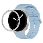 Rhombic Texture Bezel and Wavy Grain Stitched Color Buckle Silicone Watch Band, For Samsung Galaxy Watch8 44mm, For Samsung Galaxy Watch8 40mm