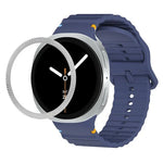 Rhombic Texture Bezel and Wavy Grain Stitched Color Buckle Silicone Watch Band, For Samsung Galaxy Watch8 44mm, For Samsung Galaxy Watch8 40mm