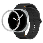 Rhombic Texture Bezel and Wavy Grain Stitched Color Buckle Silicone Watch Band, For Samsung Galaxy Watch8 44mm, For Samsung Galaxy Watch8 40mm