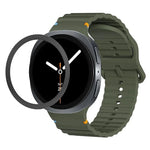Rhombic Texture Bezel and Wavy Grain Stitched Color Buckle Silicone Watch Band, For Samsung Galaxy Watch8 44mm, For Samsung Galaxy Watch8 40mm