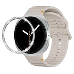 Diamond Bezel and Wavy Grain Stitched Color Buckle Silicone Watch Band, For Samsung Galaxy Watch8 44mm, For Samsung Galaxy Watch8 40mm