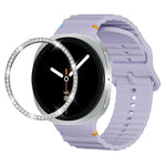 Diamond Bezel and Wavy Grain Stitched Color Buckle Silicone Watch Band, For Samsung Galaxy Watch8 44mm, For Samsung Galaxy Watch8 40mm