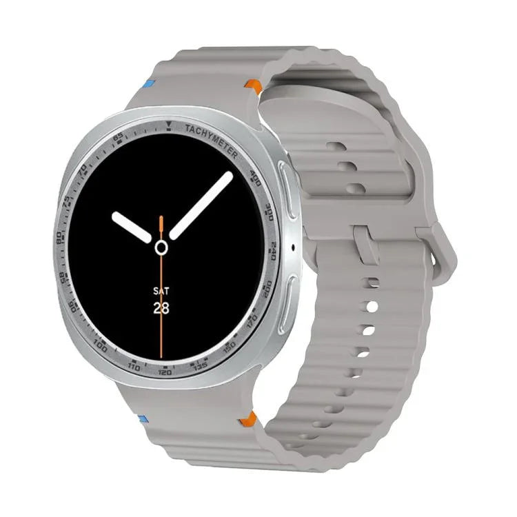 Speed Bezel and Wavy Grain Stitched Color Buckle Silicone Watch Band, For Samsung Galaxy Watch8 44mm, For Samsung Galaxy Watch8 40mm
