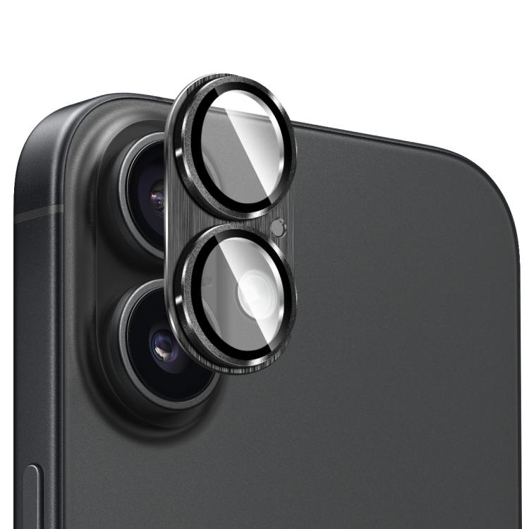 ENKAY Anti-reflection Camera Lens Brushed Aluminium Alloy Tempered Glass Film, For iPhone 17