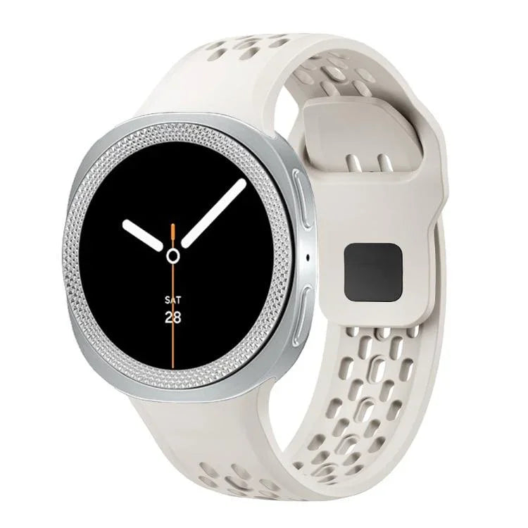 Rhombic Texture Bezel and Black Reverse Buckle Silicone Watch Band, For Samsung Galaxy Watch8 44mm, For Samsung Galaxy Watch8 40mm