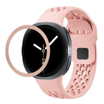 Rhombic Texture Bezel and Black Reverse Buckle Silicone Watch Band, For Samsung Galaxy Watch8 44mm, For Samsung Galaxy Watch8 40mm