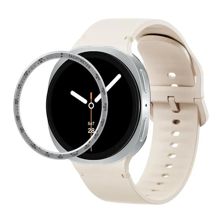 Speed Bezel and Solid Color Stitched Silicone Watch Band, For Samsung Galaxy Watch8 44mm, For Samsung Galaxy Watch8 40mm