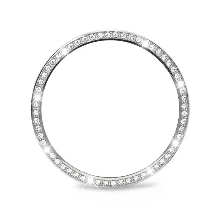 Diamond Bezel and Solid Color Stitched Silicone Watch Band, For Samsung Galaxy Watch8 44mm, For Samsung Galaxy Watch8 40mm