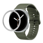 Rhombic Texture Bezel and Solid Color Stitched Silicone Watch Band, For Samsung Galaxy Watch8 44mm, For Samsung Galaxy Watch8 40mm