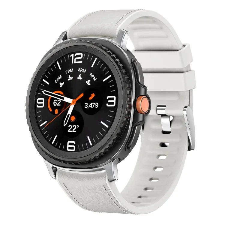 Metal Head Leather Skin Silicone Watch Band, For Samsung Galaxy Watch8 / Watch8 Classic